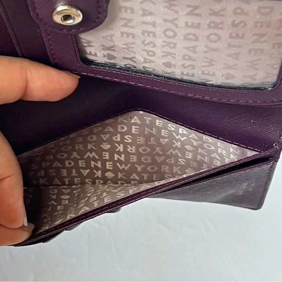 Kate Spade Bifold Wallet Card Holder Burgundish Red Wine Color - Picture 4 of 16